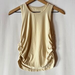 Old Navy CloudMotion Active Tank Small Cream Ruched Side Sleeveless Yoga Top